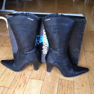 Black leather Western Boots